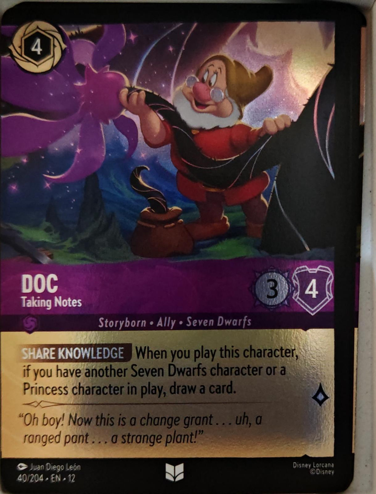 Doc - Taking Notes (Foil) - 40/204 - Cold Foil - WILDS UNKNOWN - Lorcana - | LAA00-10