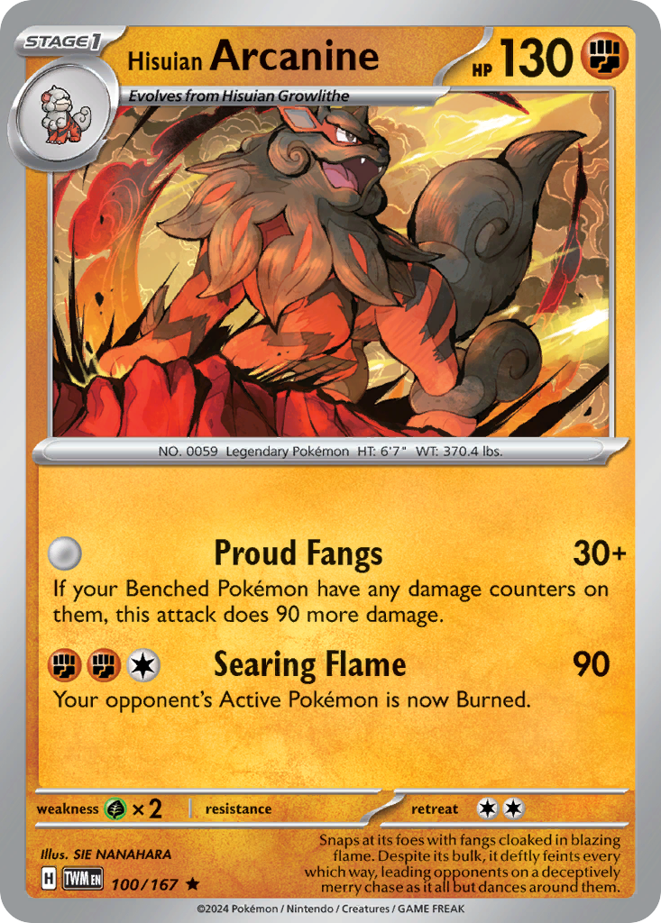 Hisuian Arcanine - 100/167 - Holo - TWILIGHT MASQUERADE - Pokemon - | AA74-9