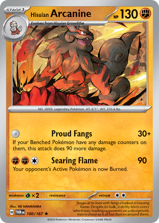 Hisuian Arcanine - 100/167 - Holo - TWILIGHT MASQUERADE - Pokemon - | AA74-9