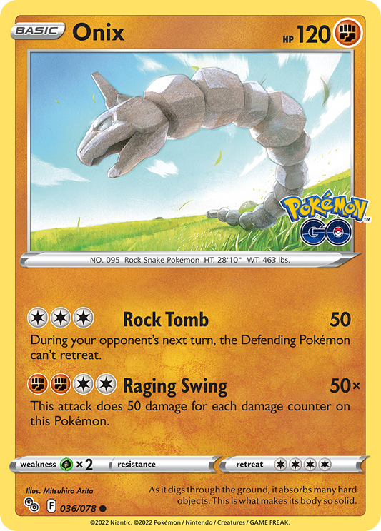 Onix - 036/078 - - POKEMON GO - Pokemon - Common | AA90-13