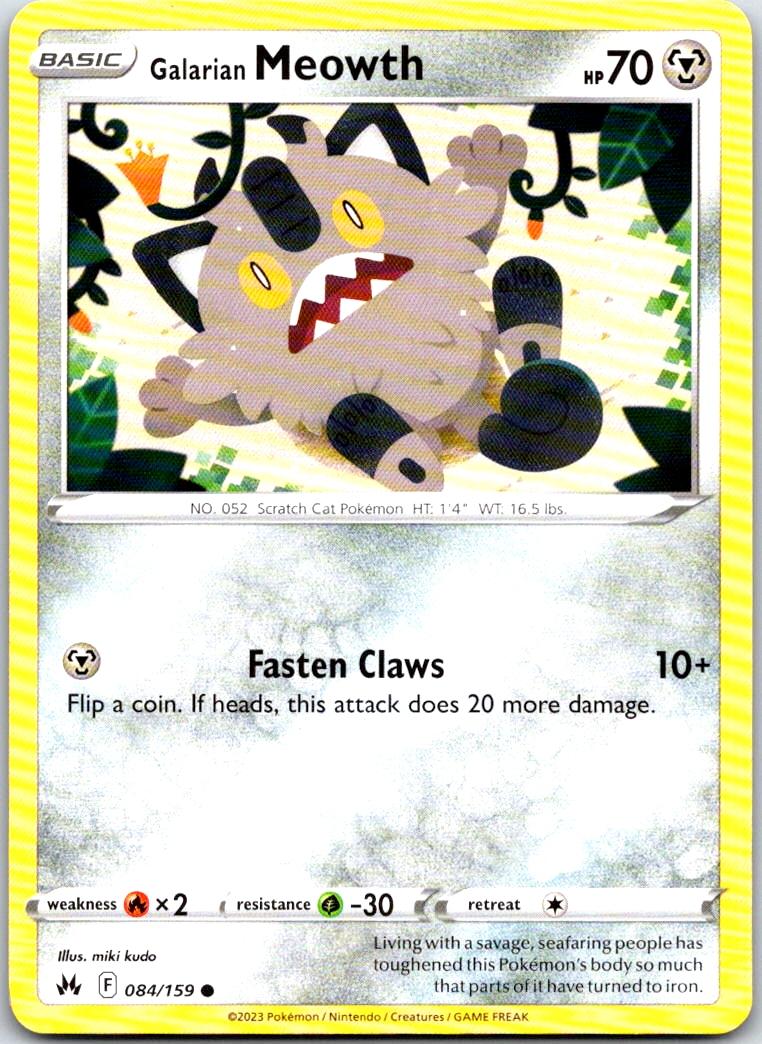 Galarian Meowth - 084/159 - - CROWN ZENITH - Pokemon - Common | AA103-43