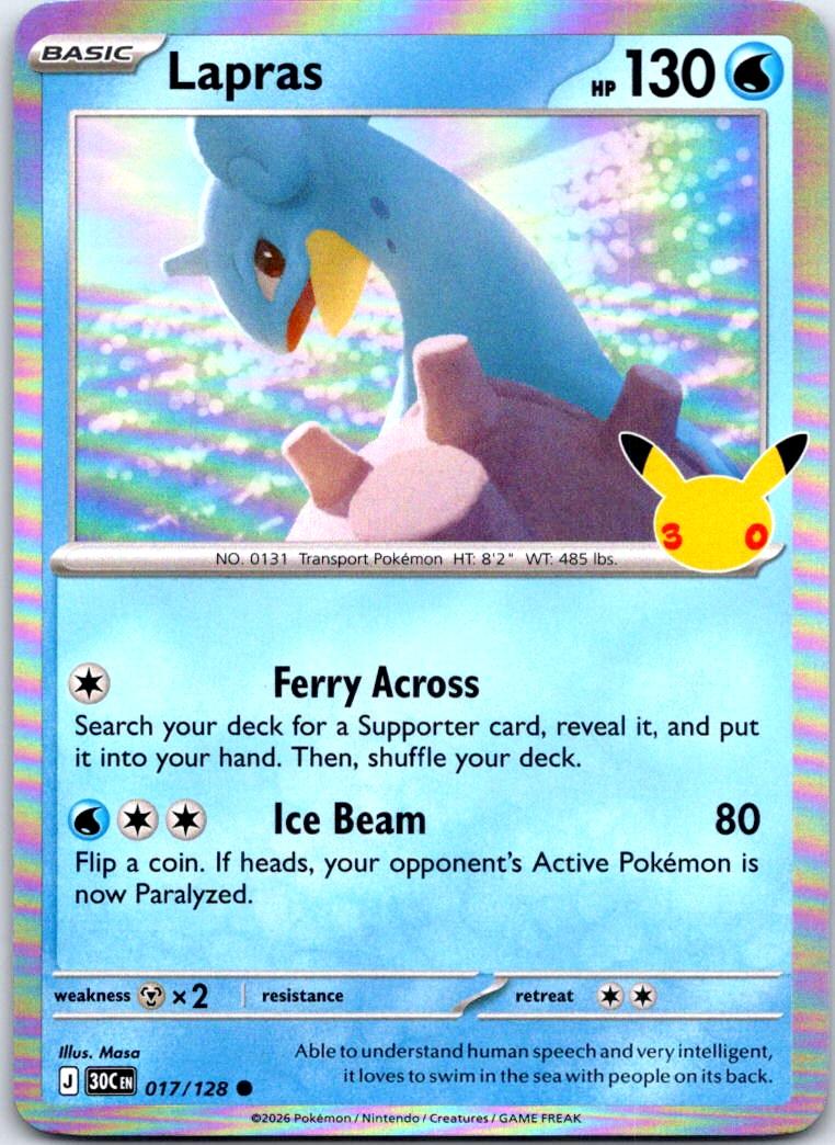 Lapras - 017/128 - Holo - ME: 30TH CELEBRATION - Pokemon - Common | AB32-12