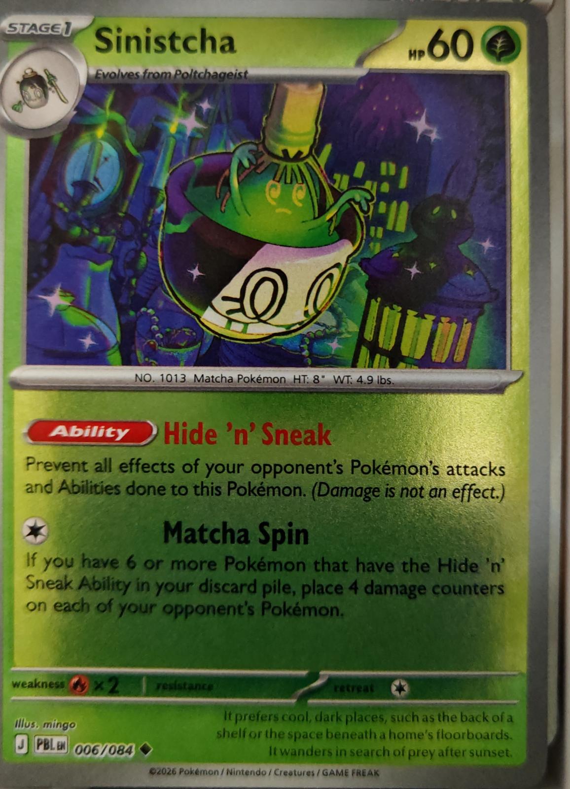 Sinistcha - 006/084 - Reverse Holo - PITCH BLACK - Pokemon - Uncommon | AA25-53
