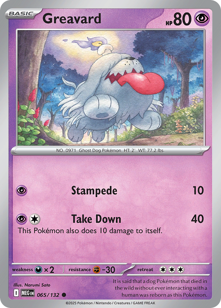 Greavard - 065/132 - Reverse Holo - MEGA EVOLUTION - Pokemon - Common | AA19-78