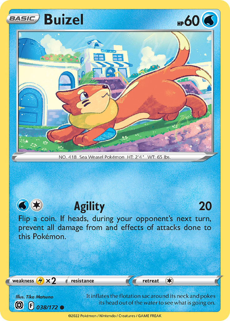 Buizel - 038/172 - Reverse Holo - BRILLIANT STARS - Pokemon - Common | AA22-70