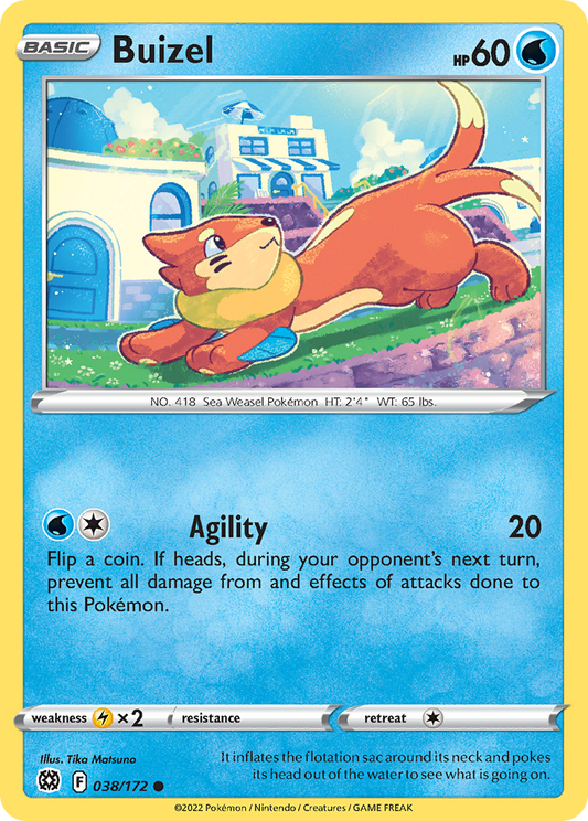 Buizel - 038/172 - Reverse Holo - BRILLIANT STARS - Pokemon - Common | AA22-70