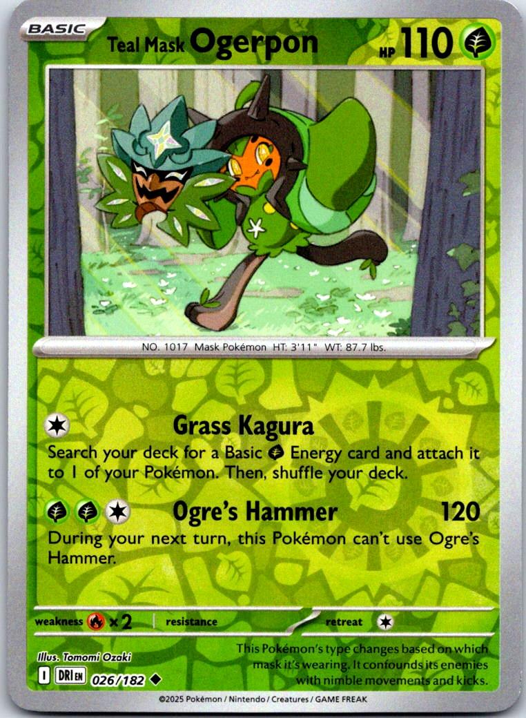 Teal Mask Ogerpon - 026/182 - Reverse Holo - DESTINED RIVALS - Pokemon - | AA124-20