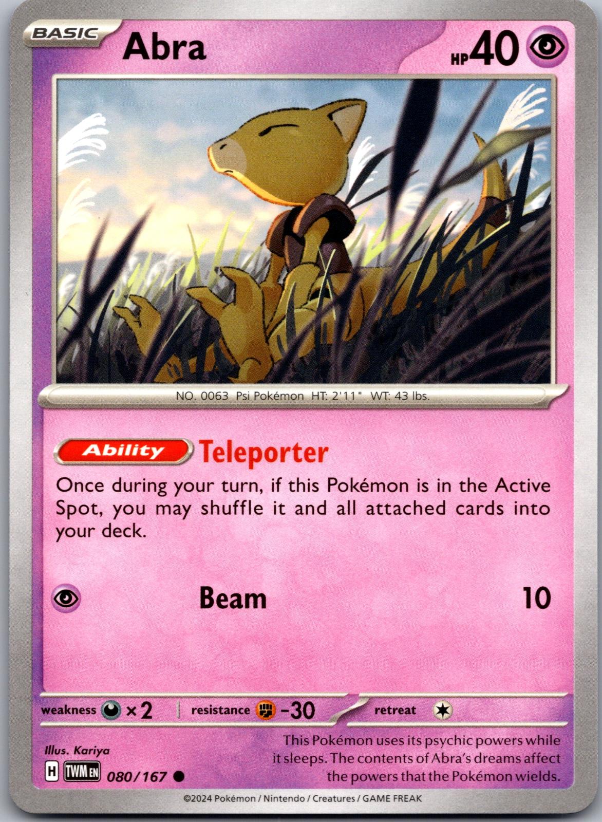 Abra - 080/167 - - TWILIGHT MASQUERADE - Pokemon - Common | AA84-34
