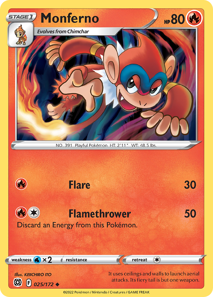 Monferno - 025/172 - - BRILLIANT STARS - Pokemon - Uncommon | AA21-35