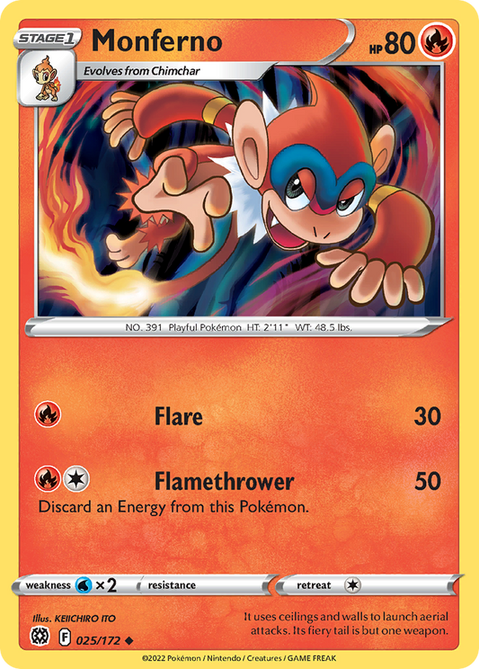 Monferno - 025/172 - Reverse Holo - BRILLIANT STARS - Pokemon - | AA22-2