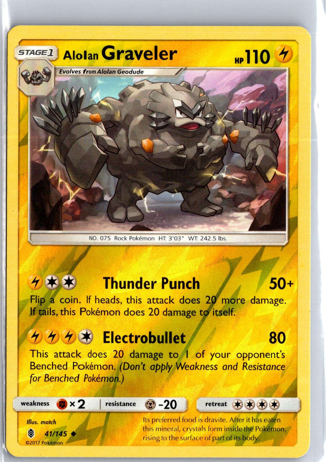Alolan Graveler - 41/145 - Reverse Holo - GUARDIANS RISING - Pokemon - | AA130-23