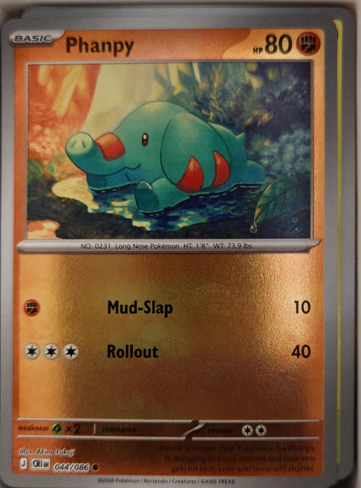 Phanpy - 044/086 - Reverse Holo - CHAOS RISING - Pokemon - Common | AA24-37