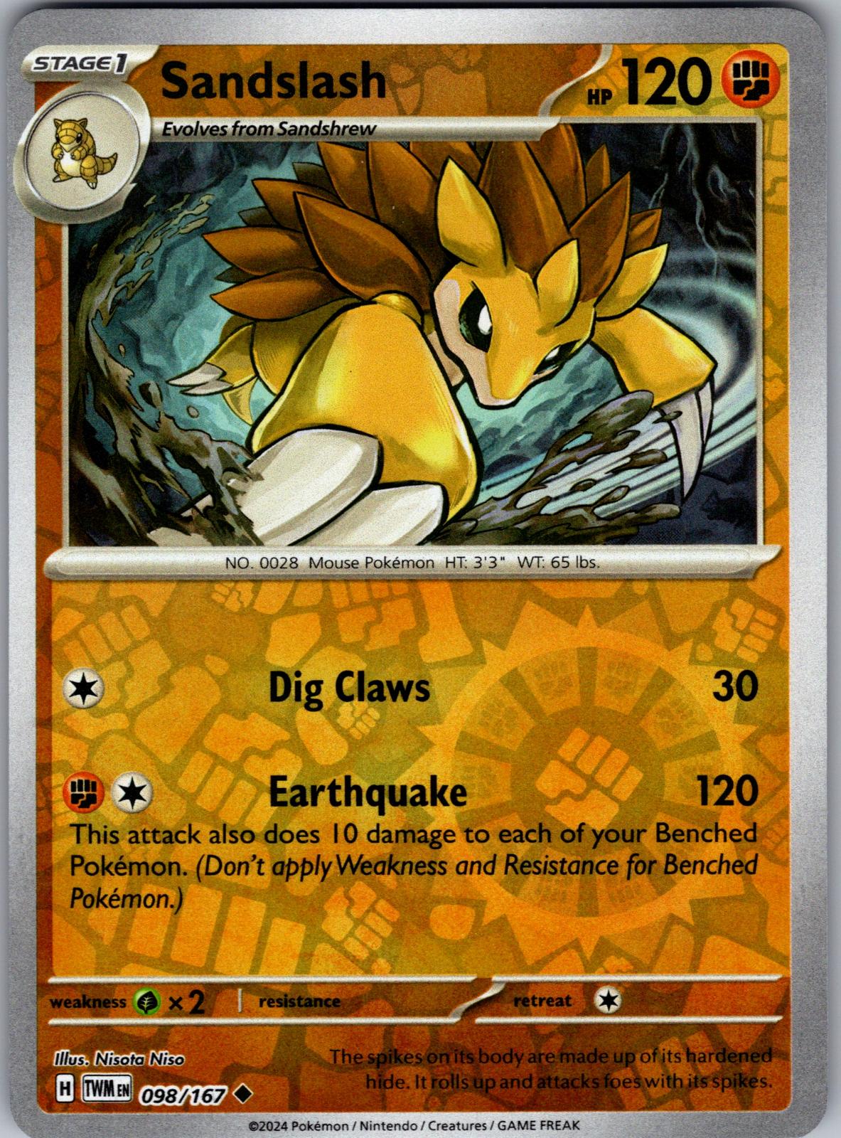 Sandslash - 098/167 - Reverse Holo - TWILIGHT MASQUERADE - Pokemon - | AA82-5