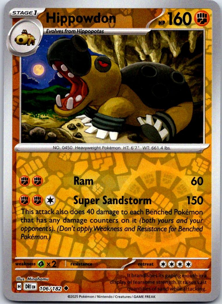 Hippowdon - 106/182 - Reverse Holo - DESTINED RIVALS - Pokemon - | AA123-16