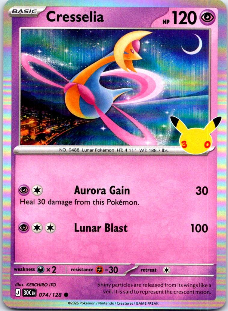 Cresselia - 074/128 - Holo - ME: 30TH CELEBRATION - Pokemon - Common | AC31-13