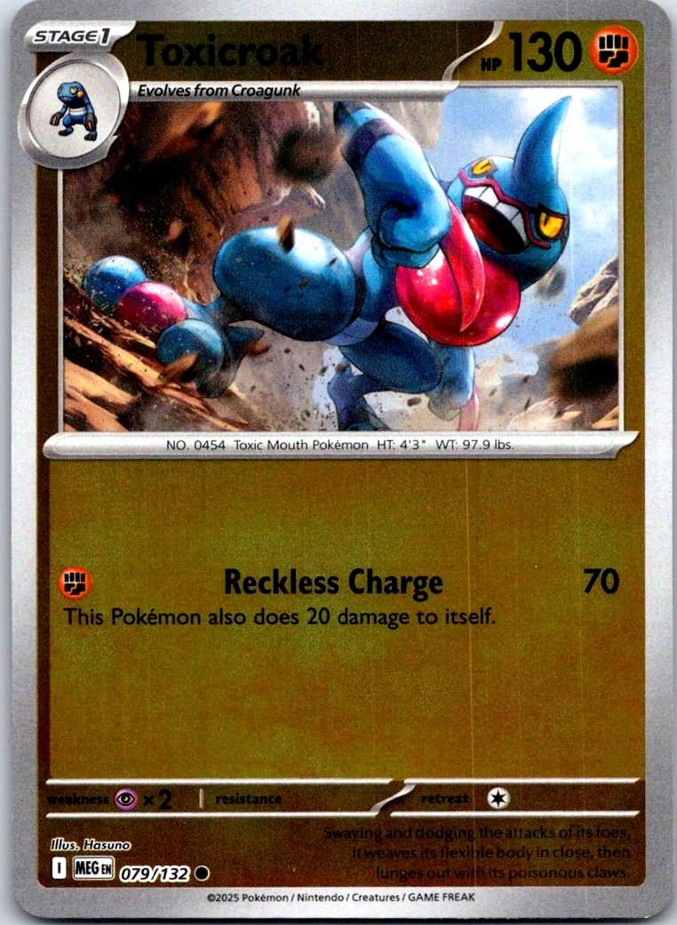 Toxicroak - 079/132 - Reverse Holo - MEGA EVOLUTION - Pokemon - | AA125-27