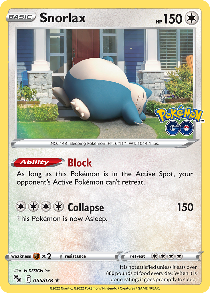 Snorlax - 055/078 - Holo - POKEMON GO - Pokemon - Rare | AA120-4