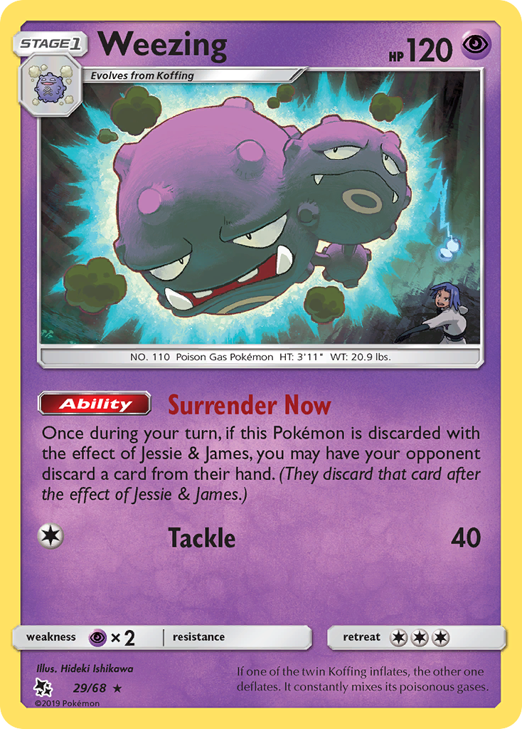 Weezing - 29/68 - - HIDDEN FATES - Pokemon - Rare | AA71-4