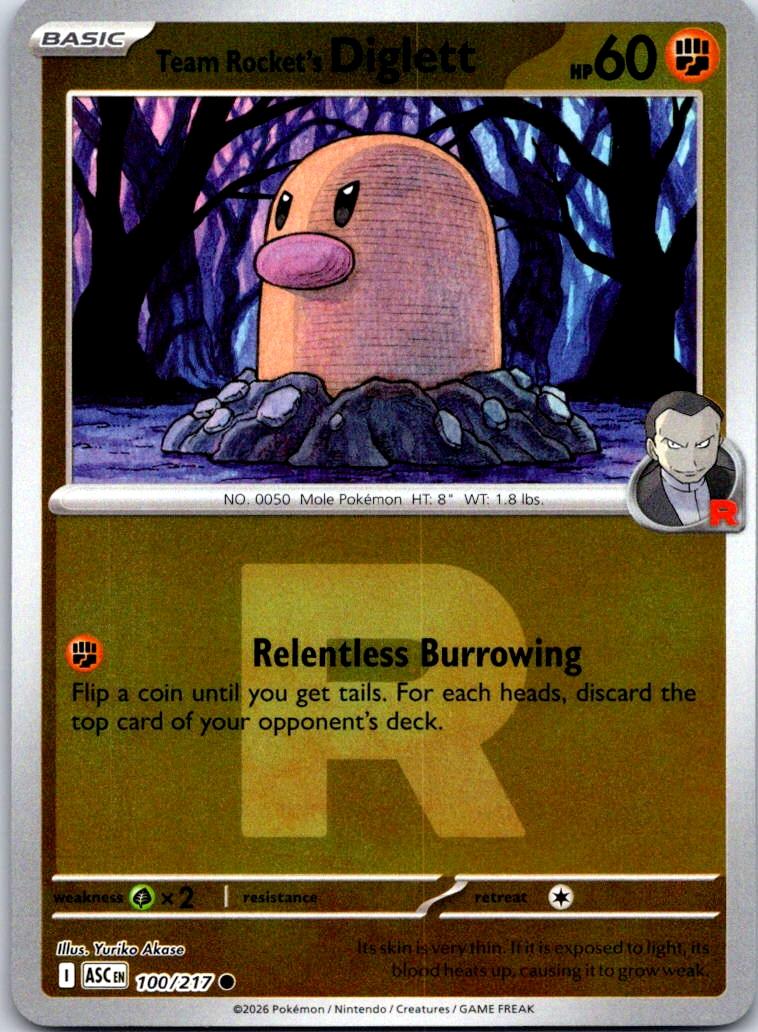 Team Rocket's Diglett (Team Rocket) - 100/217 - Reverse Holo - ASCENDED HEROES - Pokemon - | AB03-14