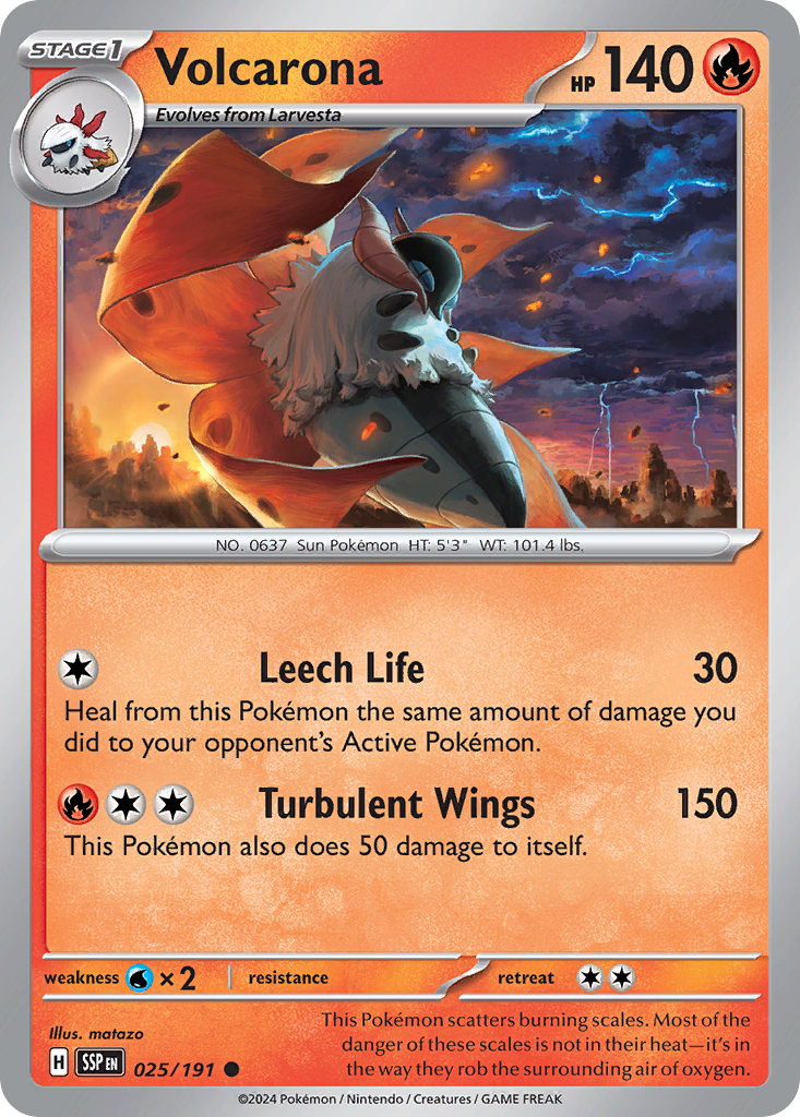 Volcarona - 025/191 - - SURGING SPARKS - Pokemon - Common | AA48-42