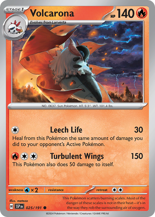 Volcarona - 025/191 - - SURGING SPARKS - Pokemon - Common | AA48-42