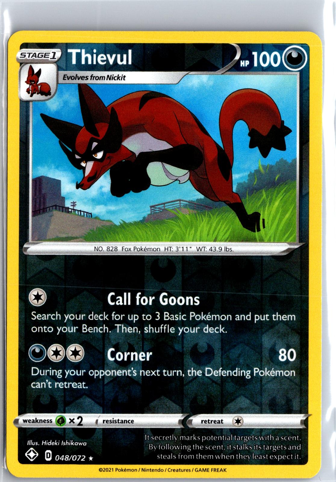 Thievul - 048/072 - Reverse Holo - SHINING FATES - Pokemon - Rare | AA116-18