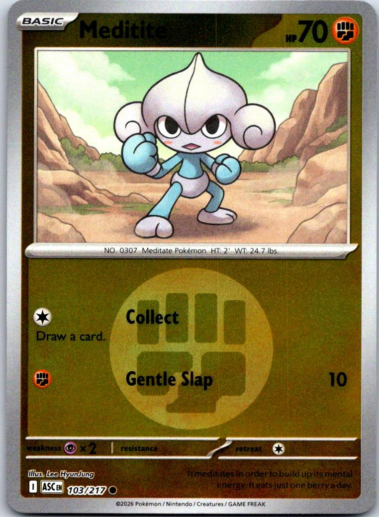 Meditite (Energy Symbol Pattern) - 103/217 - Reverse Holo - ASCENDED HEROES - Pokemon - | AB04-41