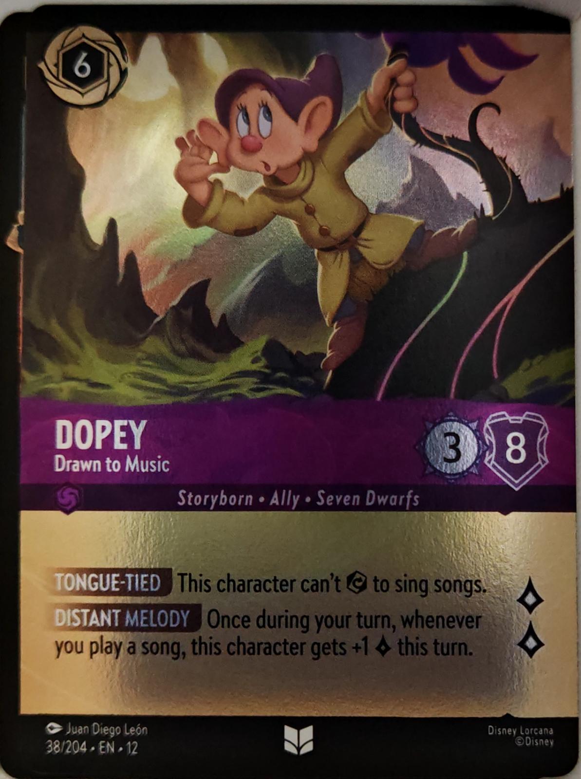 Dopey - Drawn to Music (Foil) - 38/204 - Cold Foil - WILDS UNKNOWN - Lorcana - | LAA00-2