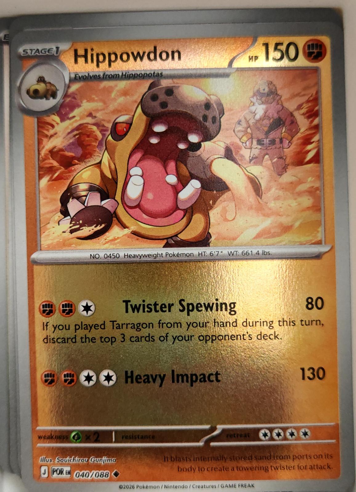Hippowdon - 040/088 - Reverse Holo - PERFECT ORDER - Pokemon - | AA04-14