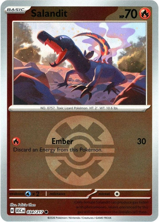 Salandit (Quick Ball) - 034/217 - Reverse Holo - ASCENDED HEROES - Pokemon - | AA31-12