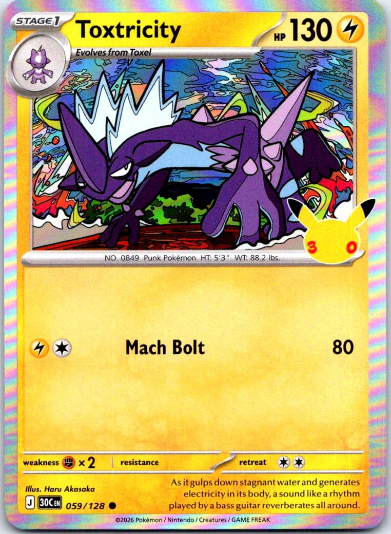 Toxtricity - 059/128 - Holo - ME: 30TH CELEBRATION - Pokemon - Common | AC31-48