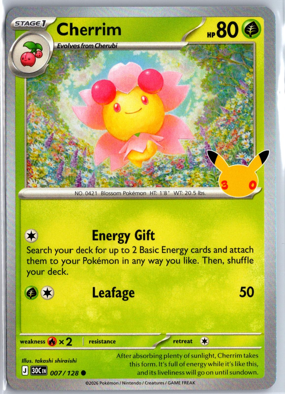 Cherrim - 007/128 - Holo - ME: 30TH CELEBRATION - Pokemon - Common | AA96-4