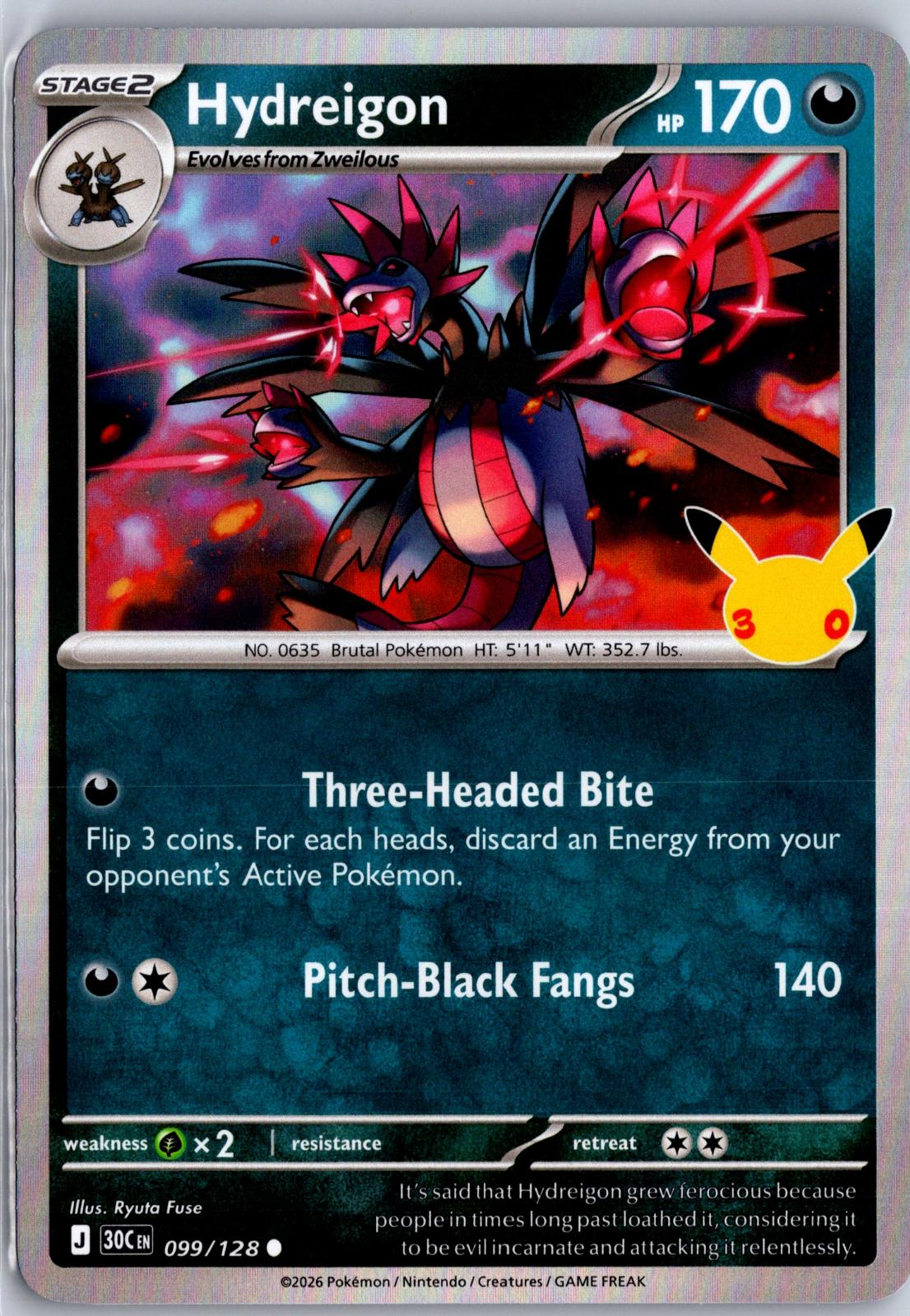 Hydreigon - 099/128 - Holo - ME: 30TH CELEBRATION - Pokemon - | AA96-13
