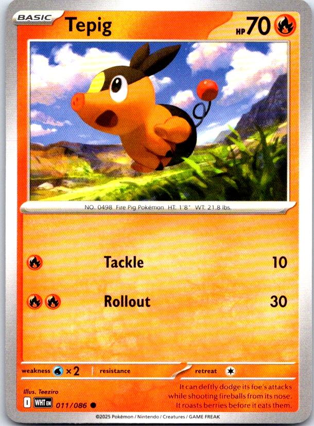 Tepig - 011/086 - - WHITE FLARE - Pokemon - Common | AC19-35