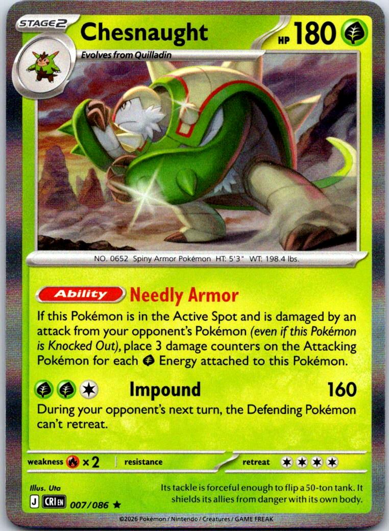 Chesnaught - 007/086 - Holo - CHAOS RISING - Pokemon - Rare | AA121-47