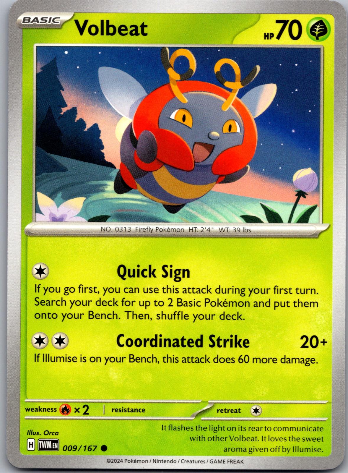Volbeat - 009/167 - - TWILIGHT MASQUERADE - Pokemon - Common | AA88-18