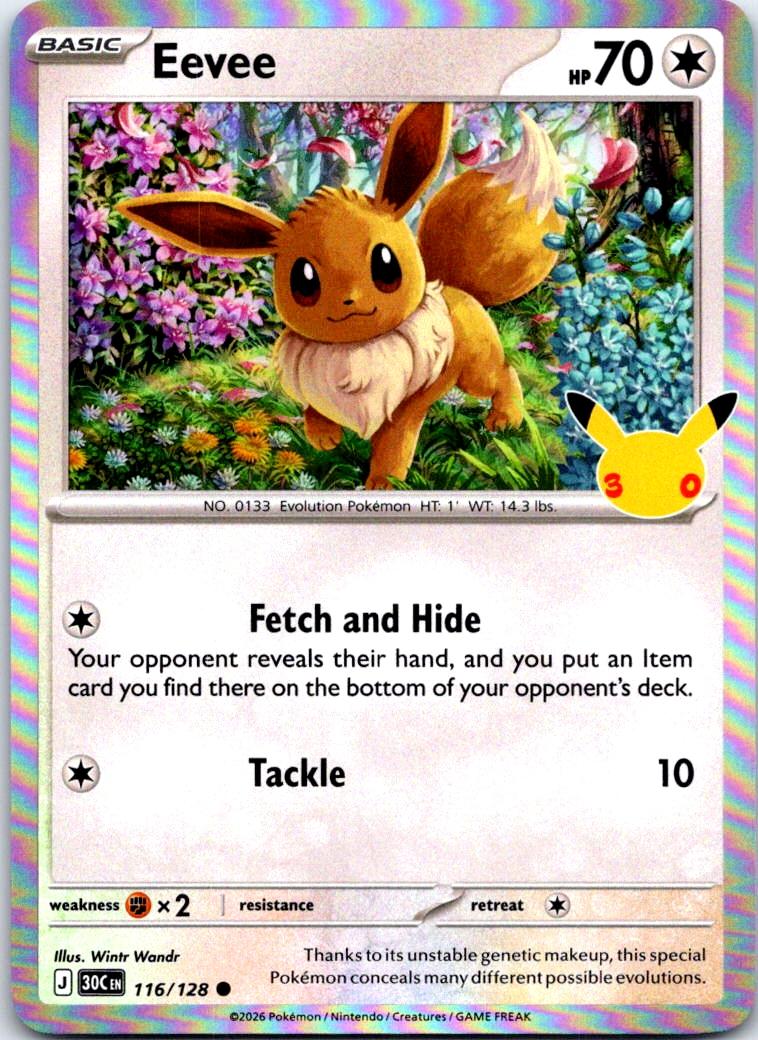 Eevee - 116/128 - Holo - ME: 30TH CELEBRATION - Pokemon - Common | AB31-26