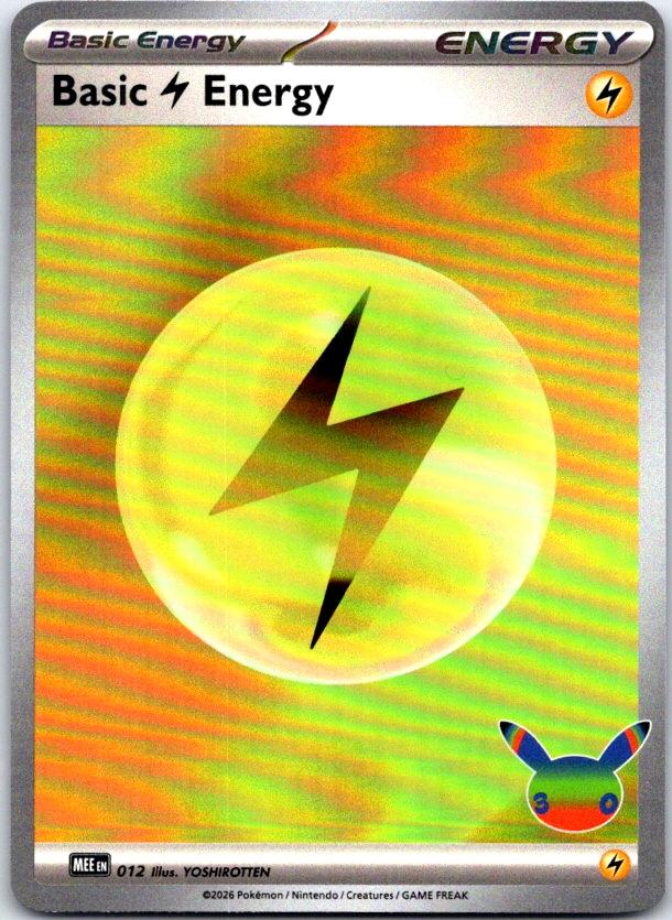 Basic Lightning Energy (30th Celebration) - 012 - Holo - MEE: MEGA EVOLUTION ENERGIES - Pokemon - | AC11-44