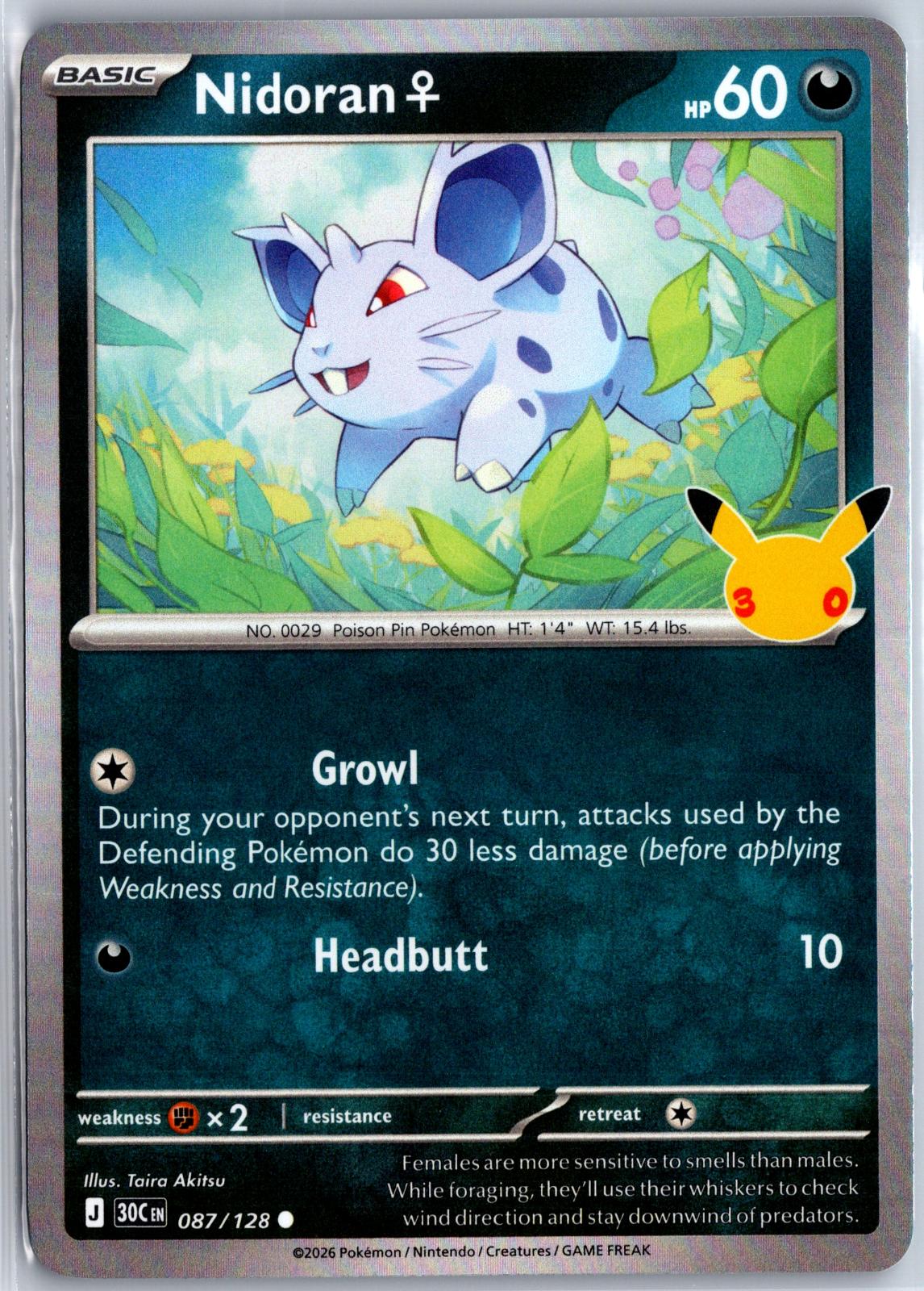 Nidoran F - 087/128 - Holo - ME: 30TH CELEBRATION - Pokemon - Common | AA97-24