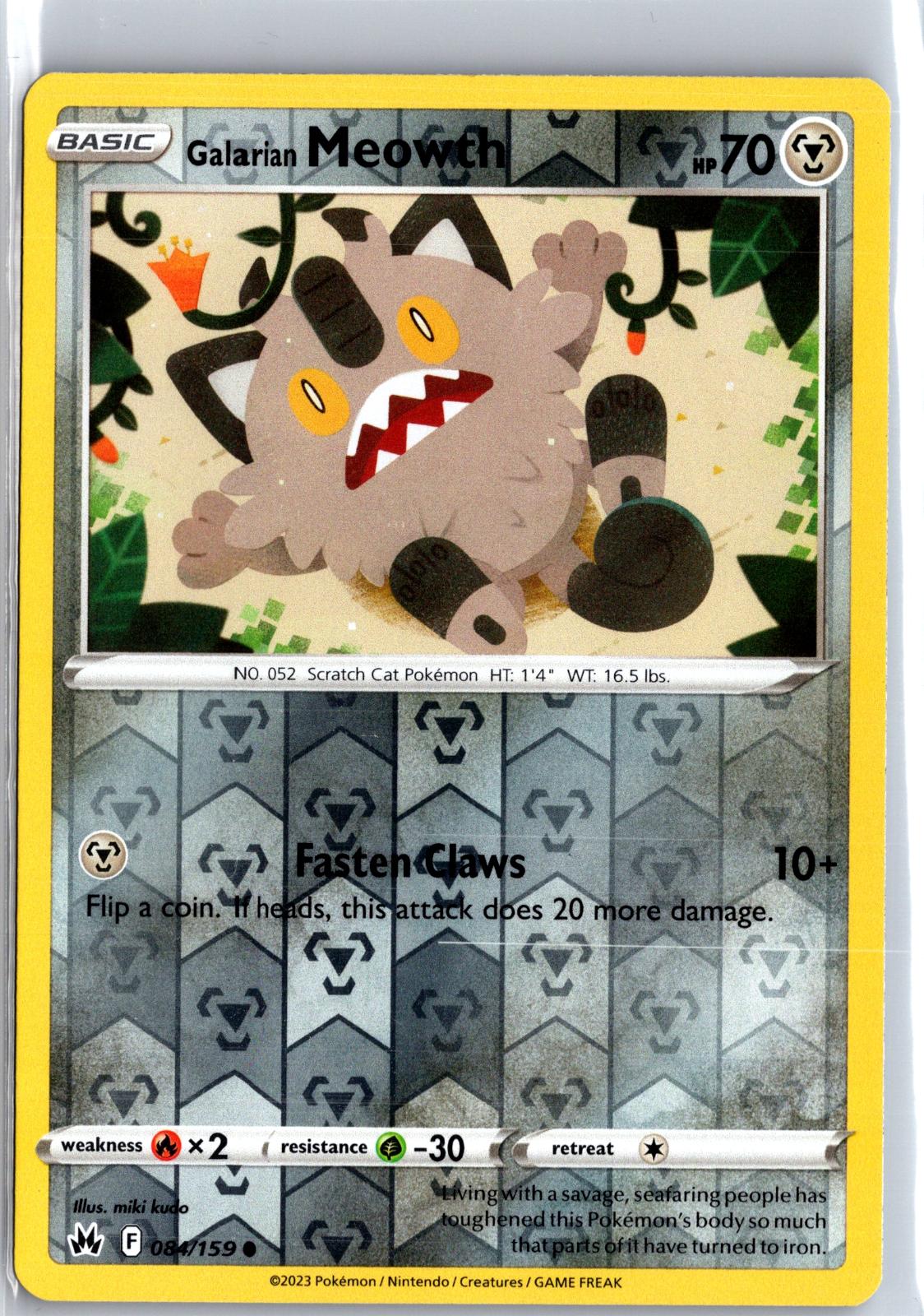 Galarian Meowth - 084/159 - Reverse Holo - CROWN ZENITH - Pokemon - | AA129-34