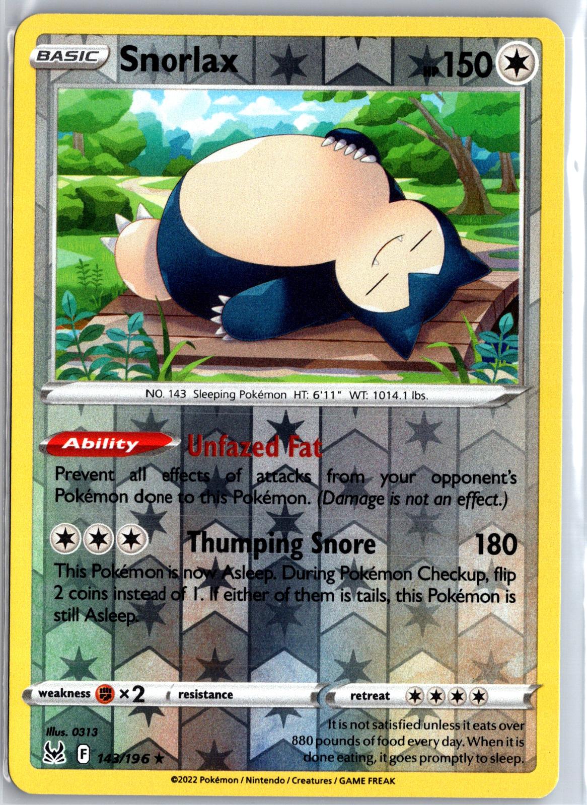 Snorlax - 143/196 - Reverse Holo - LOST ORIGIN - Pokemon - Rare | AA130-52