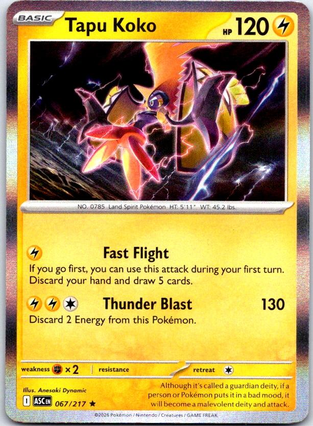 Tapu Koko - 067/217 - Holo - ASCENDED HEROES - Pokemon - Rare | AC25-31