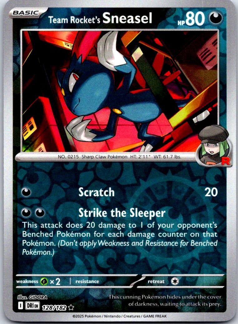 Team Rocket's Sneasel - 128/182 - Reverse Holo - DESTINED RIVALS - Pokemon - | AA128-46
