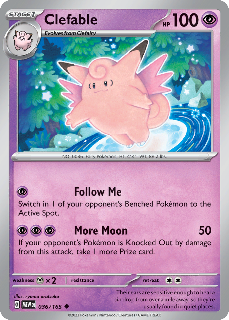 Clefable - 036/165 - Reverse Holo - 151 - Pokemon - Uncommon | AA61-28