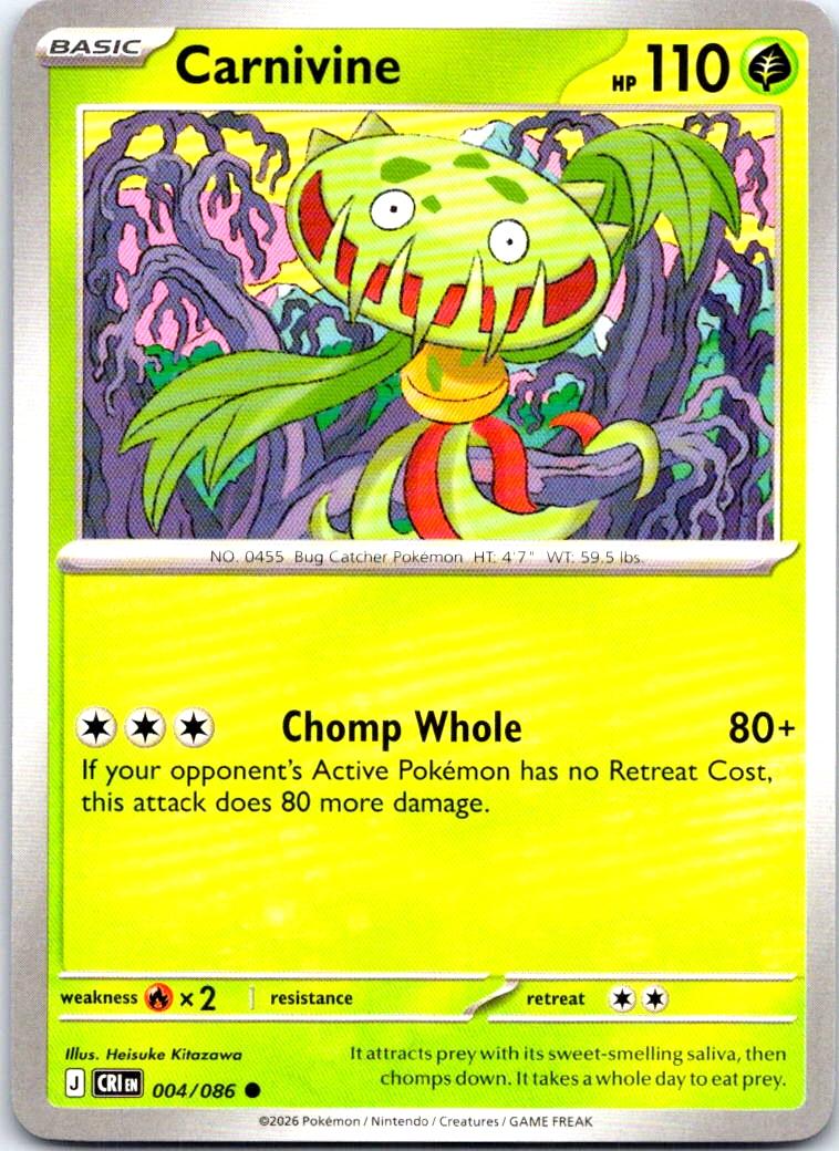 Carnivine - 004/086 - - CHAOS RISING - Pokemon - Common | AB17-35