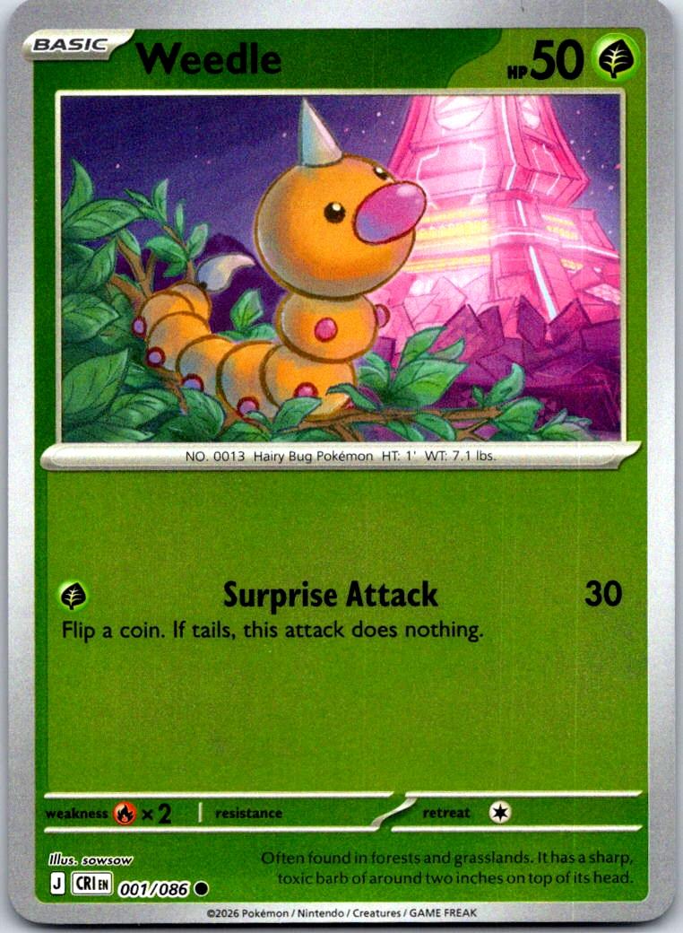 Weedle - 001/086 - Reverse Holo - CHAOS RISING - Pokemon - Common | AA126-47
