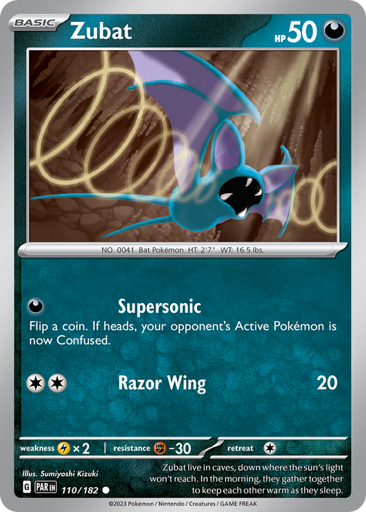 Zubat - 110/182 - - PARADOX RIFT - Pokemon - Common | AA39-27