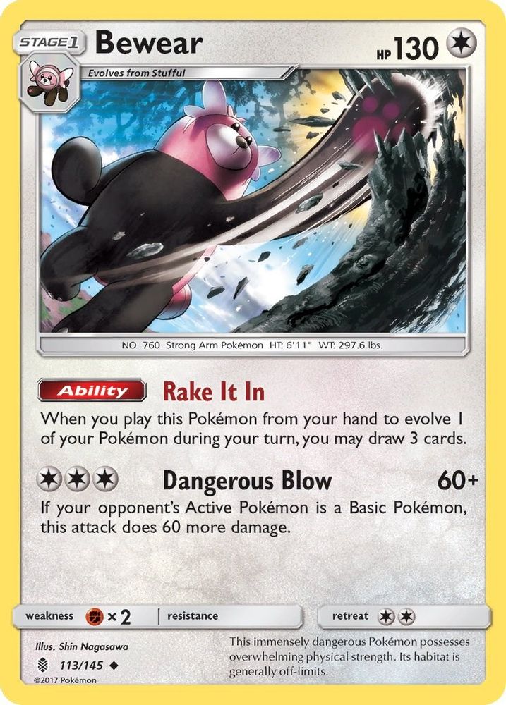 Bewear - 113/145 - - GUARDIANS RISING - Pokemon - Uncommon | AA73-19