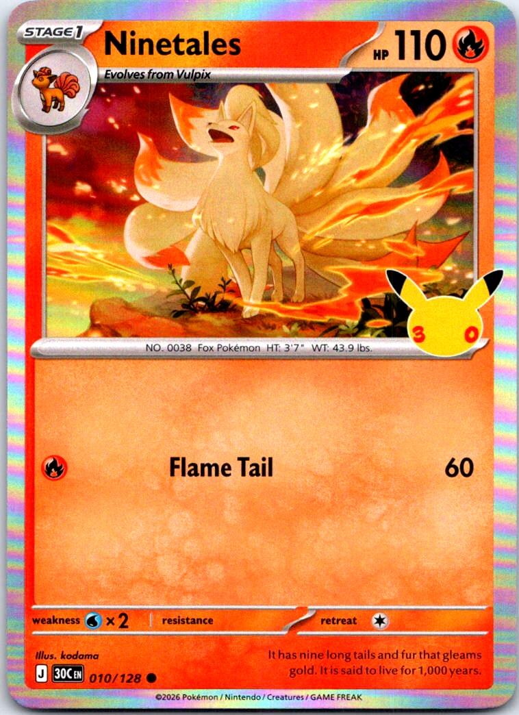 Ninetales - 010/128 - Holo - ME: 30TH CELEBRATION - Pokemon - Common | AB32-8