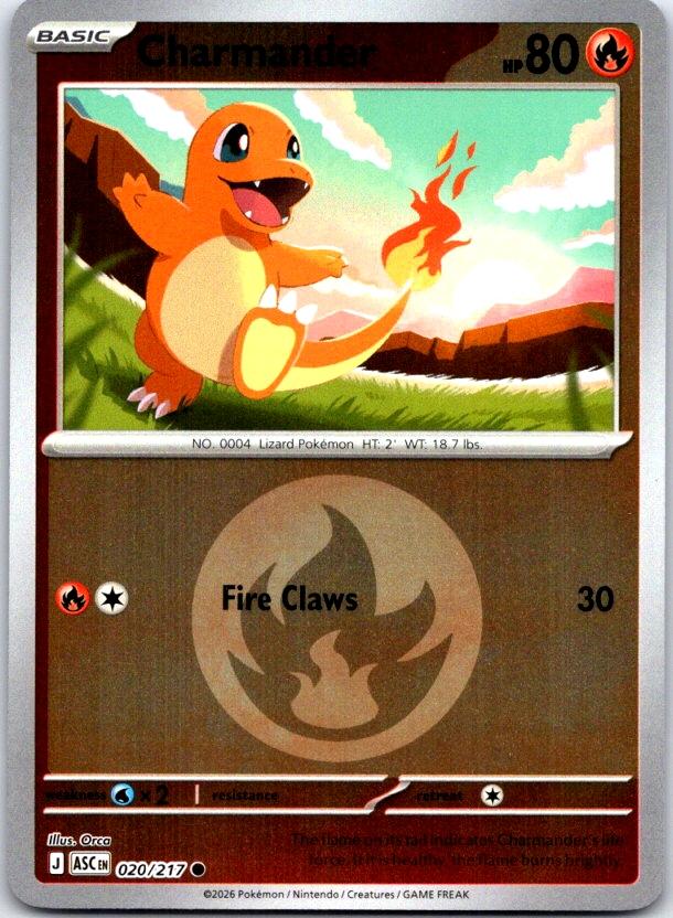 Charmander (Energy Symbol Pattern) - 020/217 - Reverse Holo - ASCENDED HEROES - Pokemon - | AC27-8
